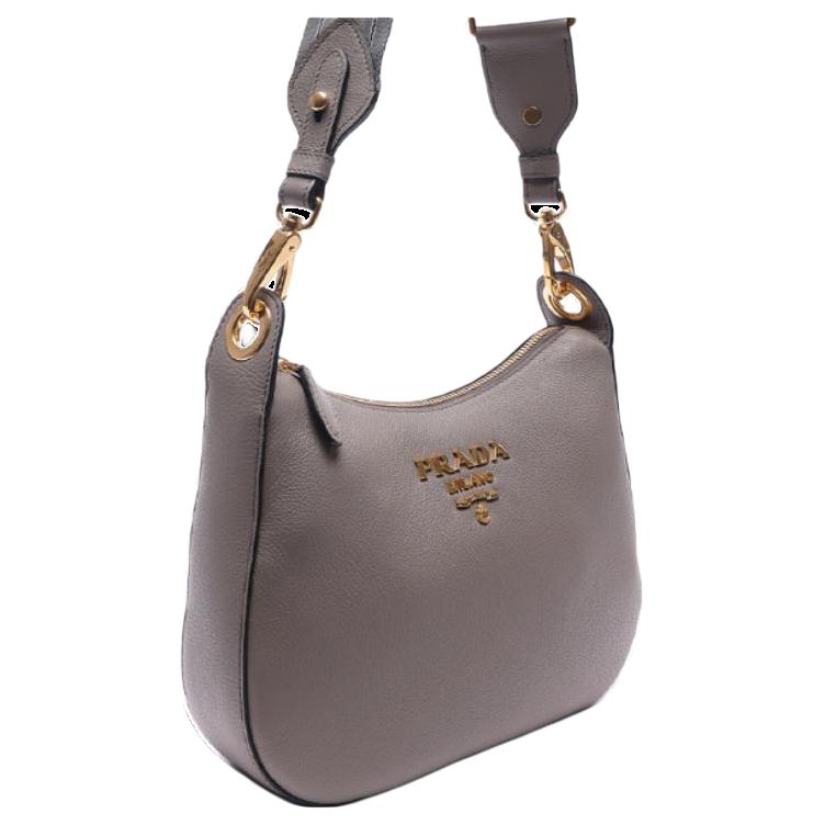 PRADA Cow Leather Crossbody Bag Shoulder Bag Women's Gray