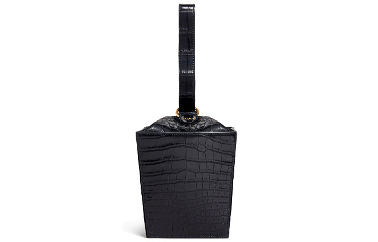 CELINE Crocodile Leather Strap Box Handbag Handbag Women's Black