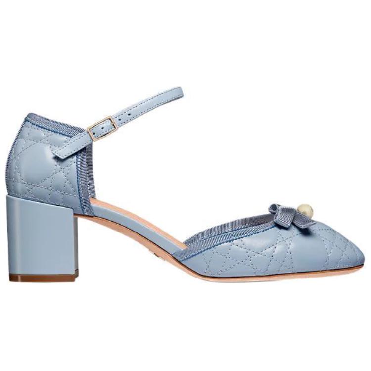 DIOR Chunky Heel High Heels 5.5cm Women's Blue