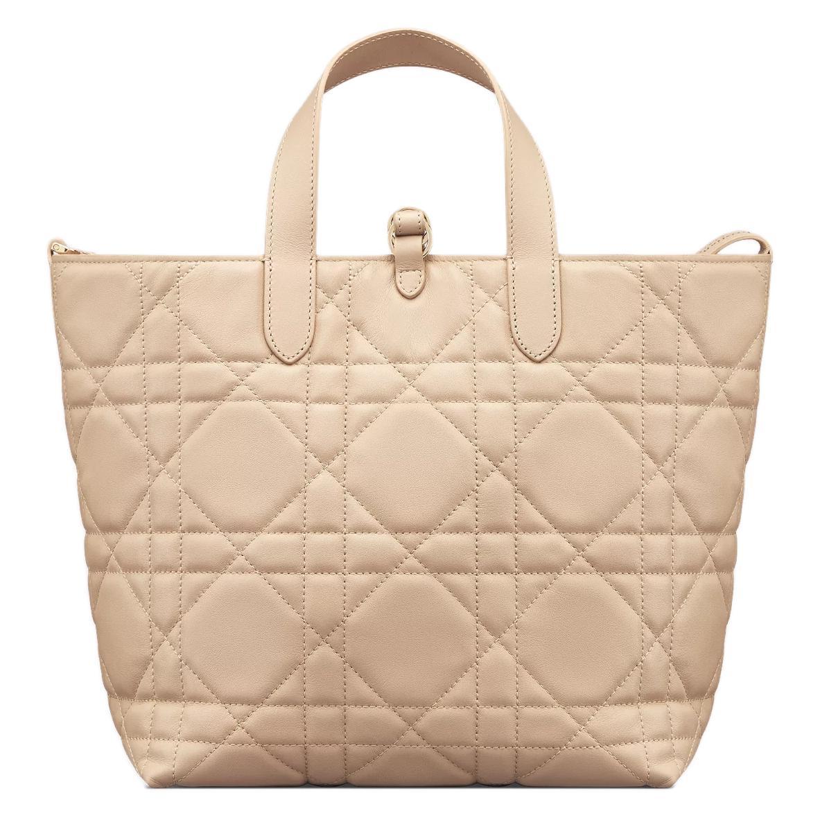 DIOR Toujours Cow Leather Indigenous Bag, Basket Bag, Shoulder Bag, Crossbody Bag, Handbag Medium Size Women's Beige