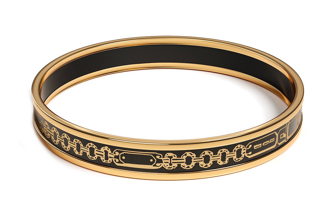 HERMES Bangles Women's Black/Gold