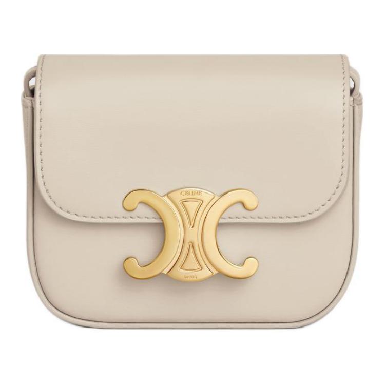 CELINE Cow Leather Tofu Bag, Shoulder Bag, Crossbody Bag Mini Women's Taupe