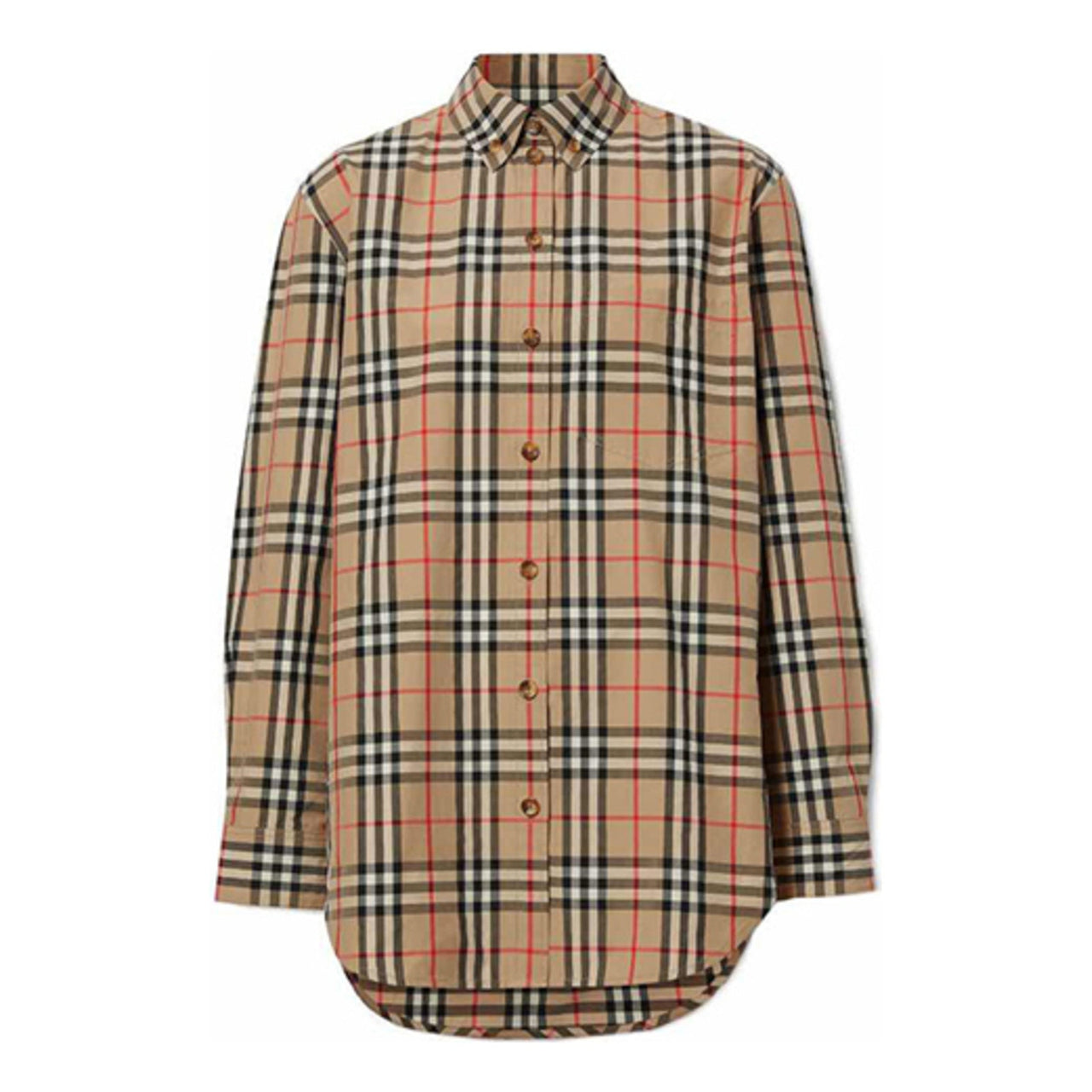 (WMNS) Burberry Button-down Collar Vintage Check Cotton Shirt 'Classic Tan' 8022797