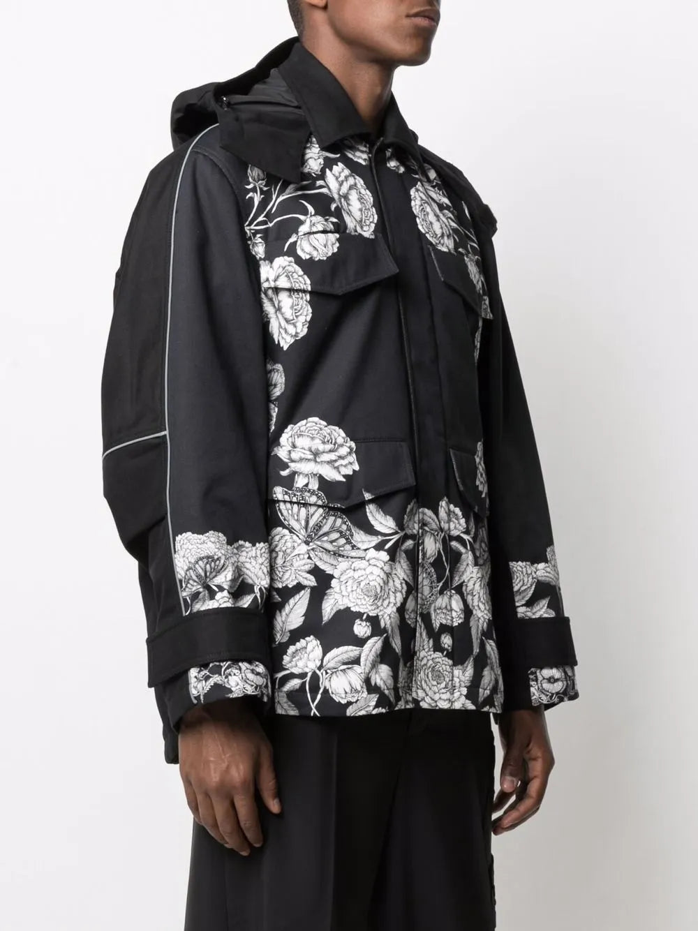 Valentino Garavani Dark Blooming-Print Hooded Jacket