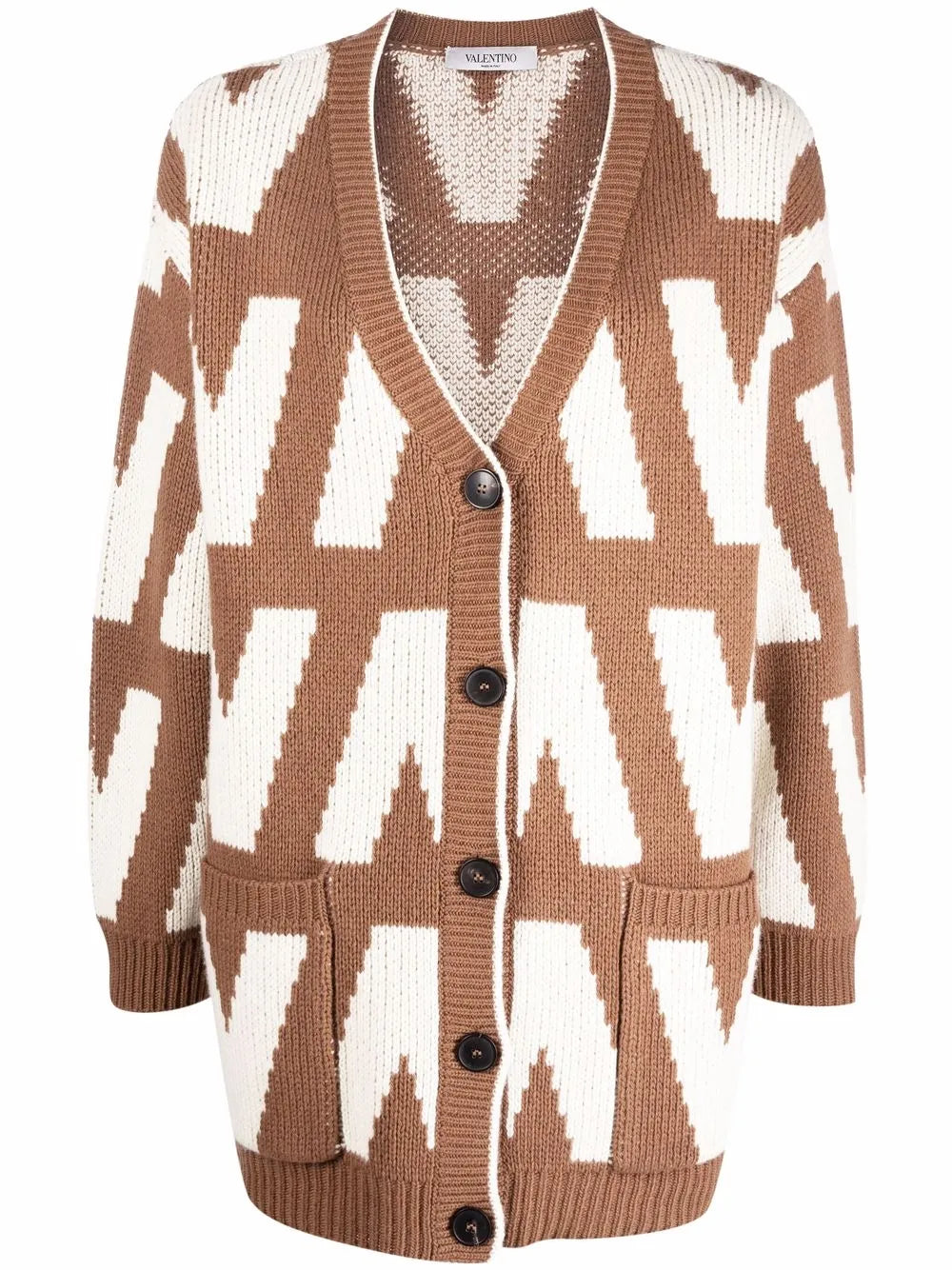 Valentino Garavani Logo-Intarsia Virgin Wool Cardigan