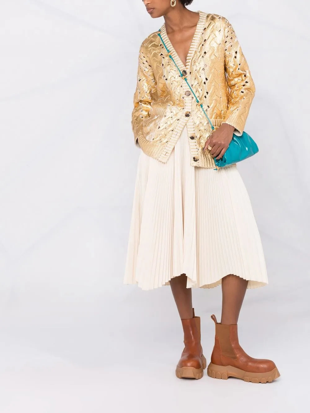 Valentino Garavani Metallic-Effect V-Neck Cardigan