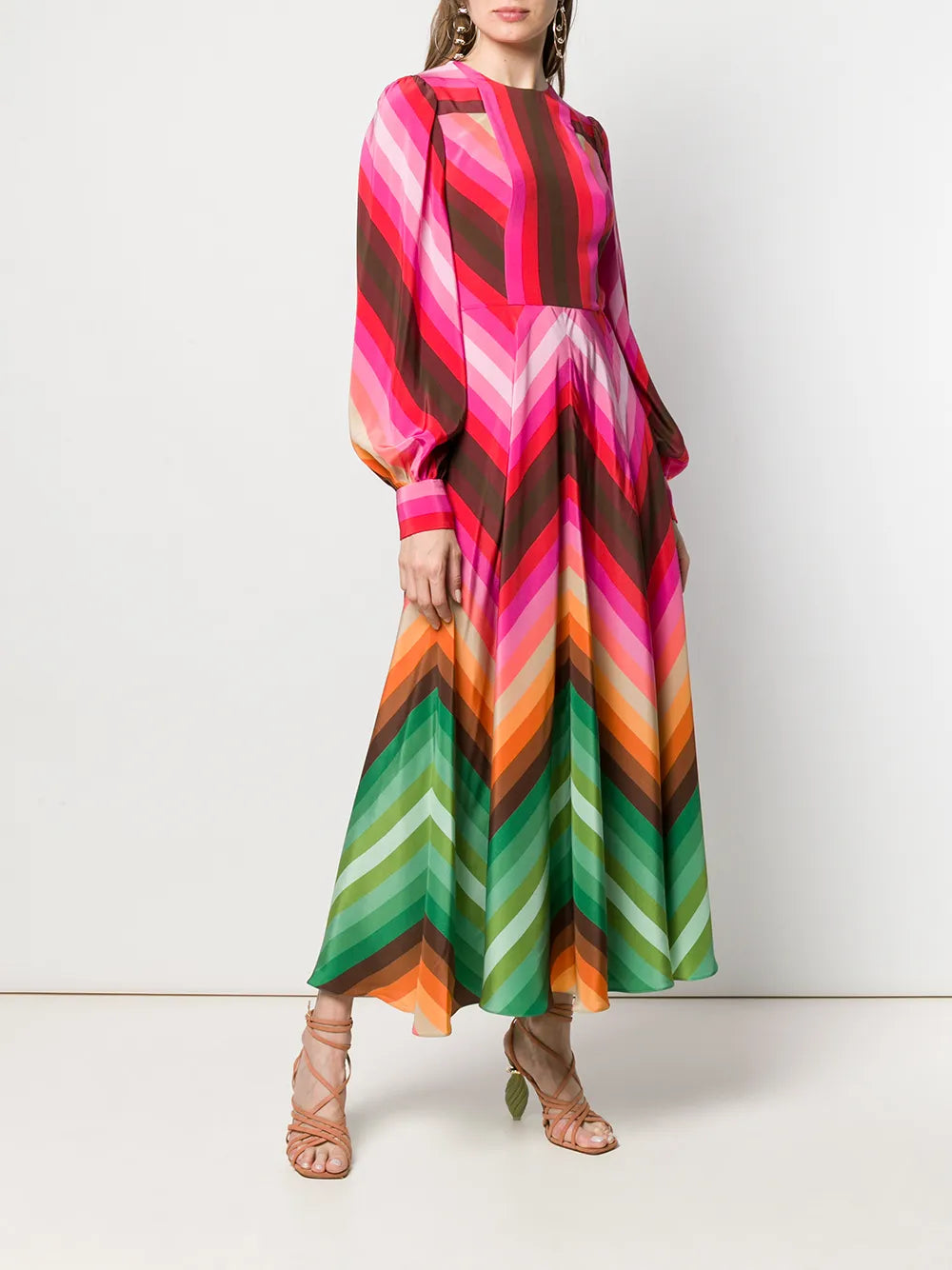 Valentino Garavani Chevron Print Long Dress