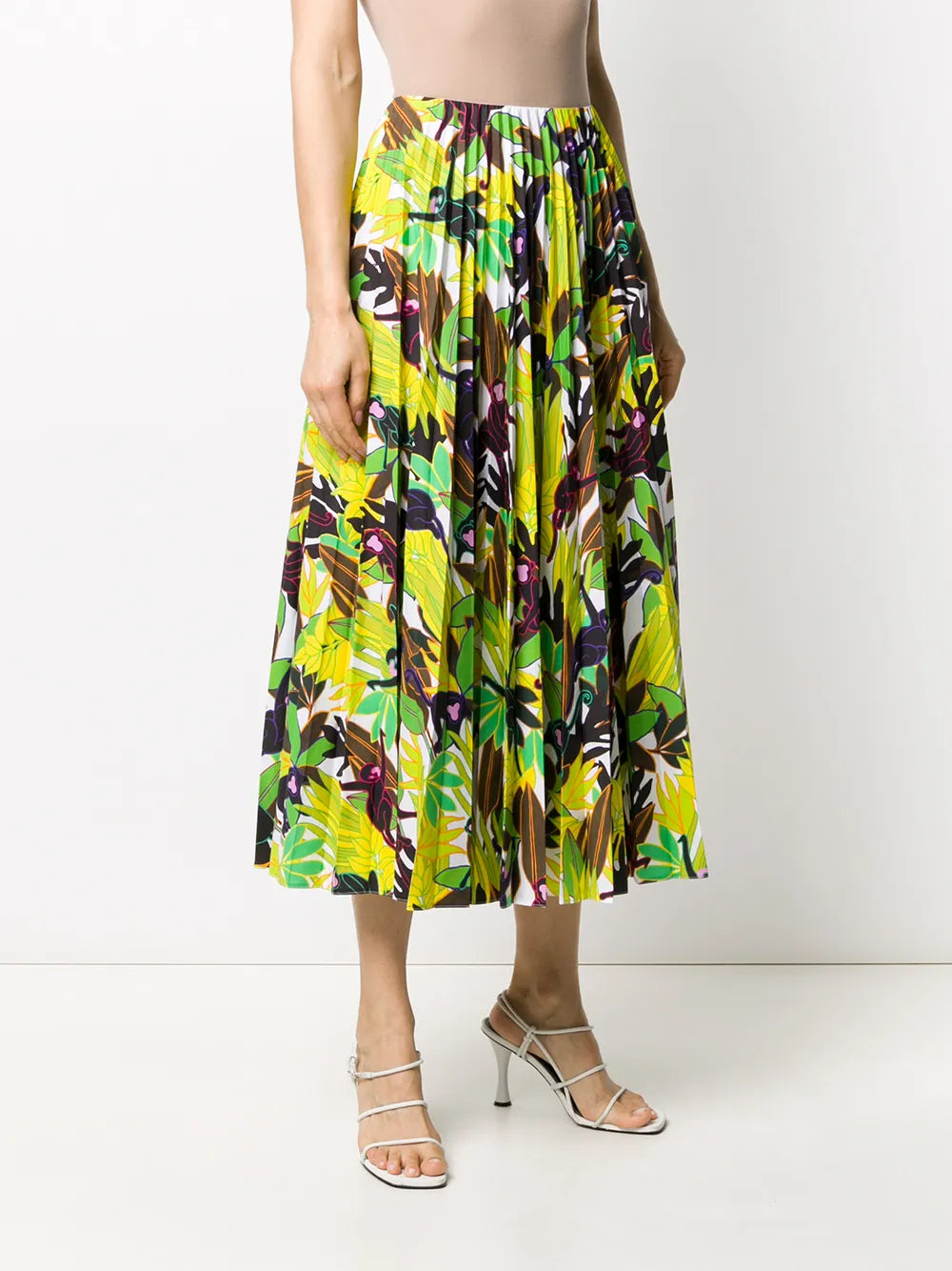 Valentino Garavani Monkey Forest Pleated Midi Skirt