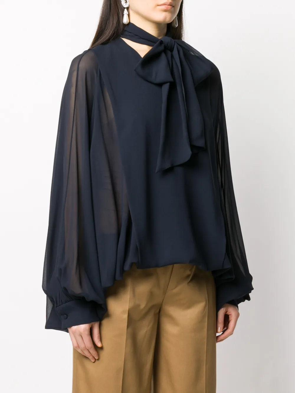 Valentino Garavani Pussybow Pouf Sleeve Blouse