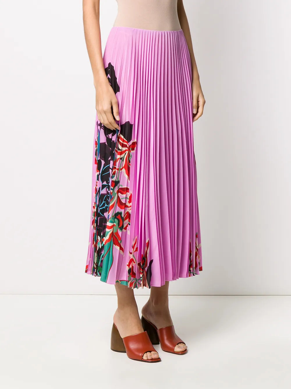 Valentino Garavani Floral Print Pleated Skirt