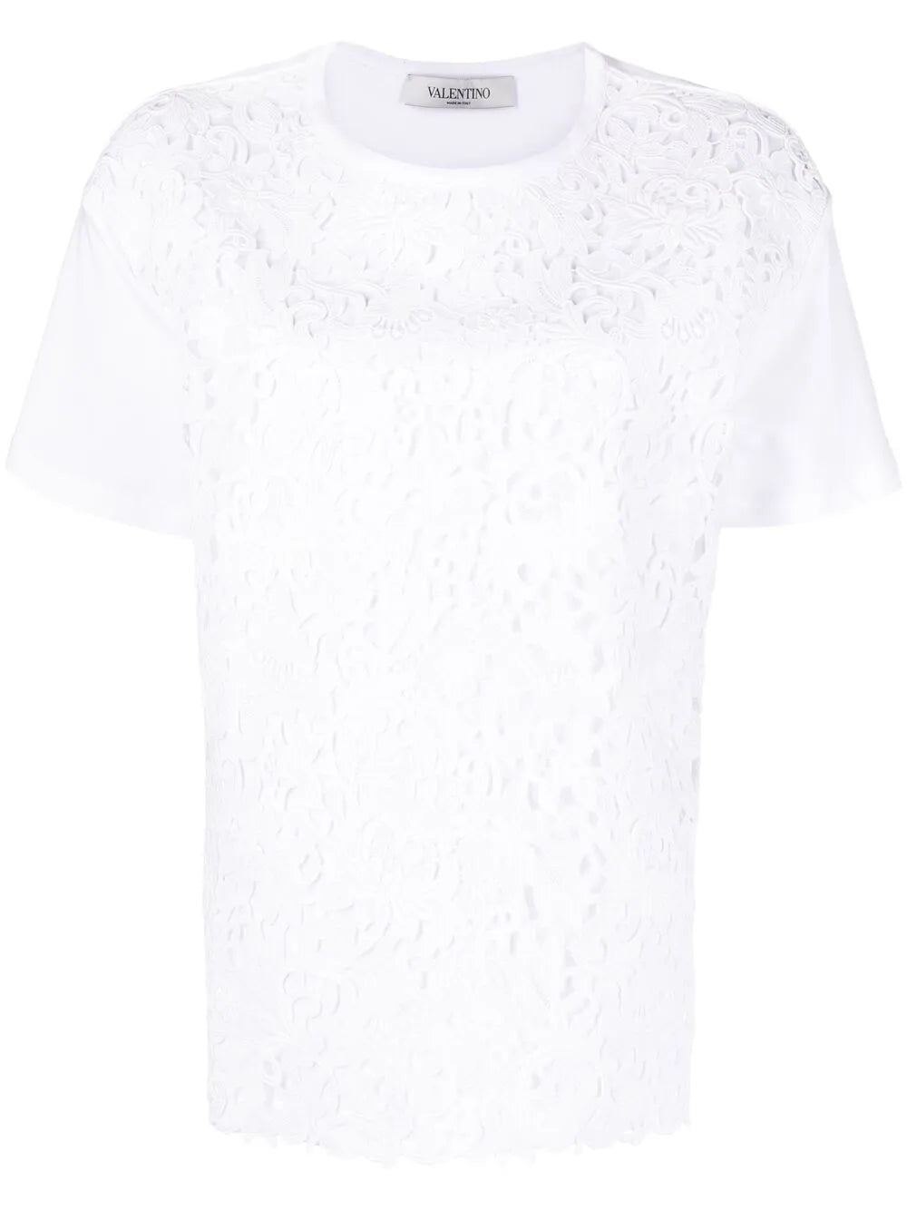 Valentino Garavani Logo Print Lace-Panel T-Shirt