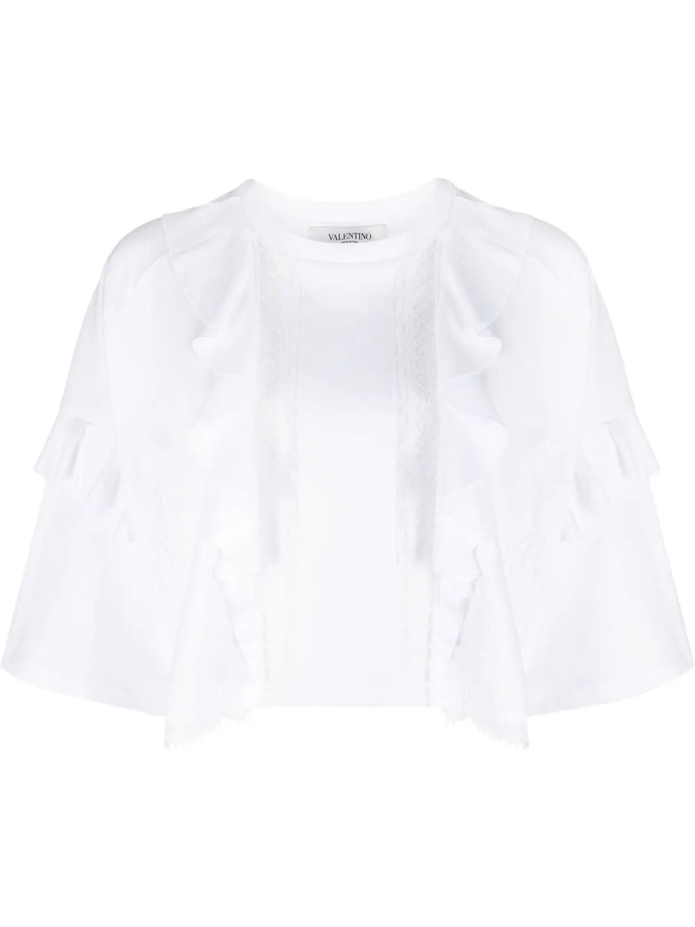 Valentino Garavani Lace Panel Cropped T-Shirt