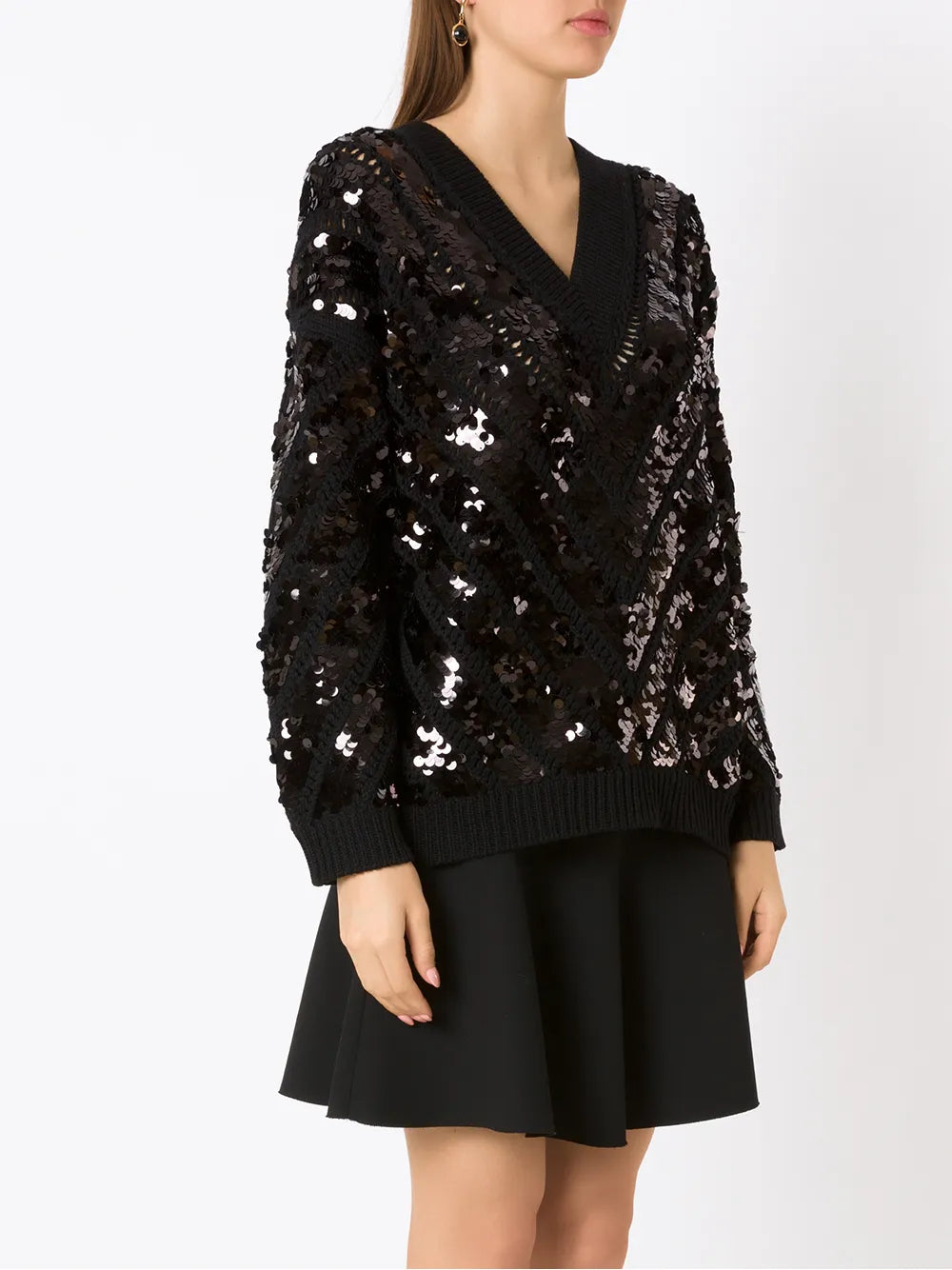 Valentino Garavani Sequin-Embellished V-Neck Jumper