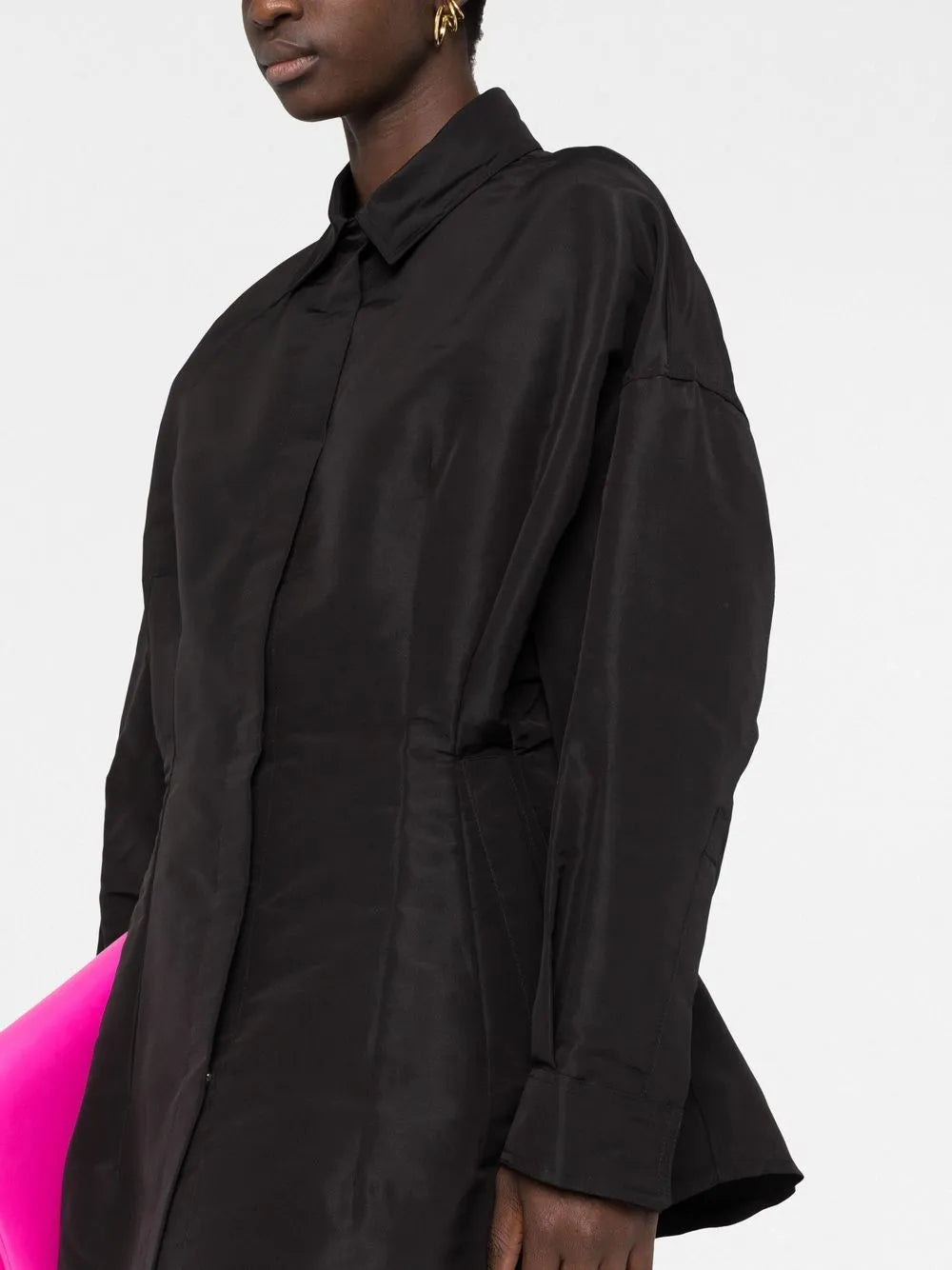 Valentino Garavani Gathered-Detail Faille Shirt Jacket