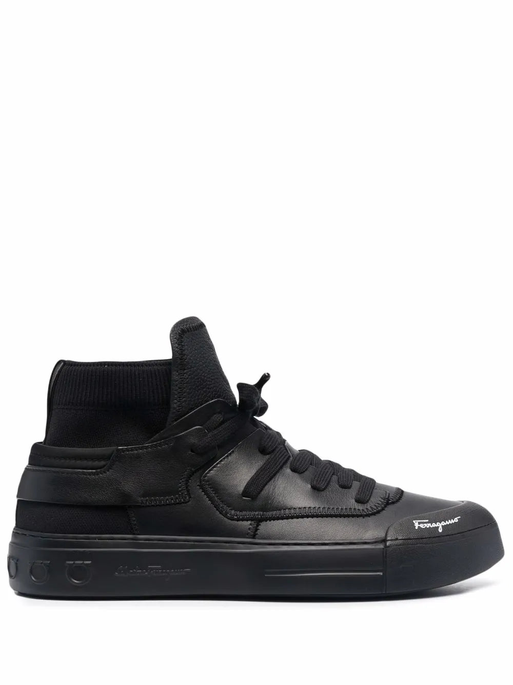 Ferragamo High-Top Leather Sneakers
