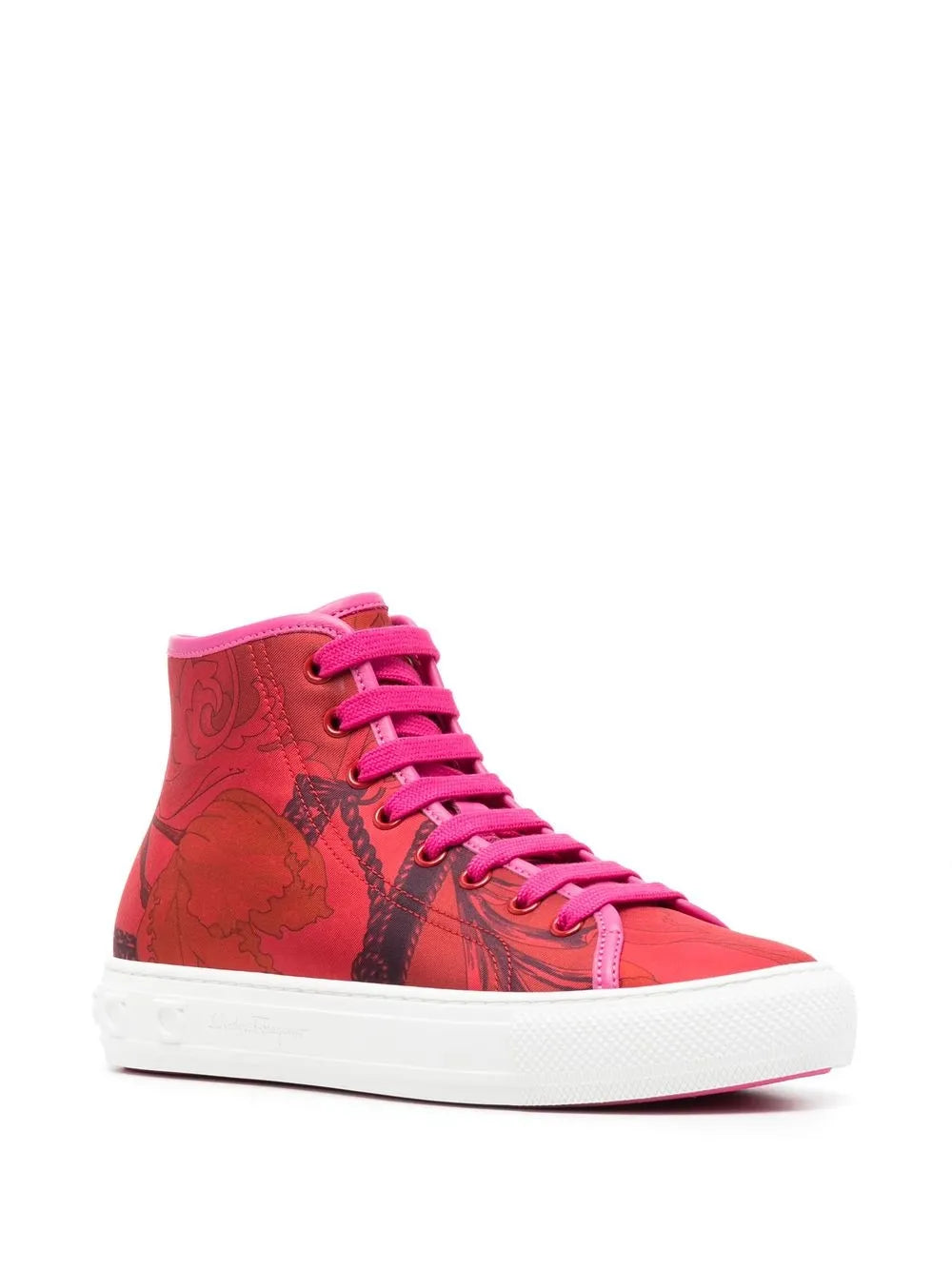 Ferragamo Scarf-Print High-Top Trainers