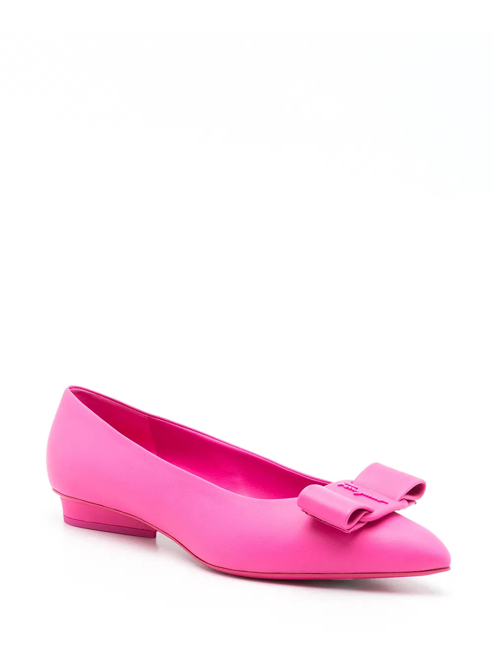 Ferragamo Viva Bow-Detail Leather Ballerina Shoes
