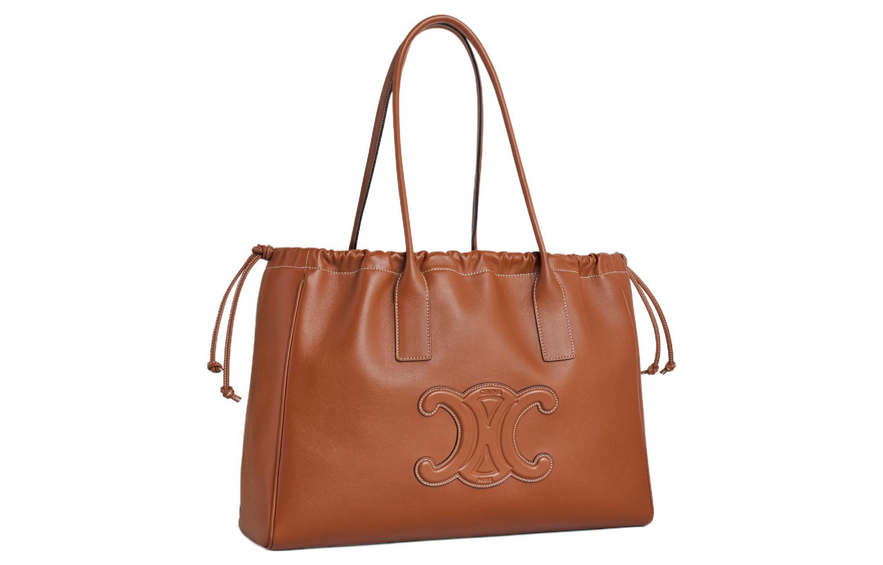 CELINE Cabas Smooth Cow Leather Tote Bag Shopping Bag Shoulder Bag Handbag Women's Tawny