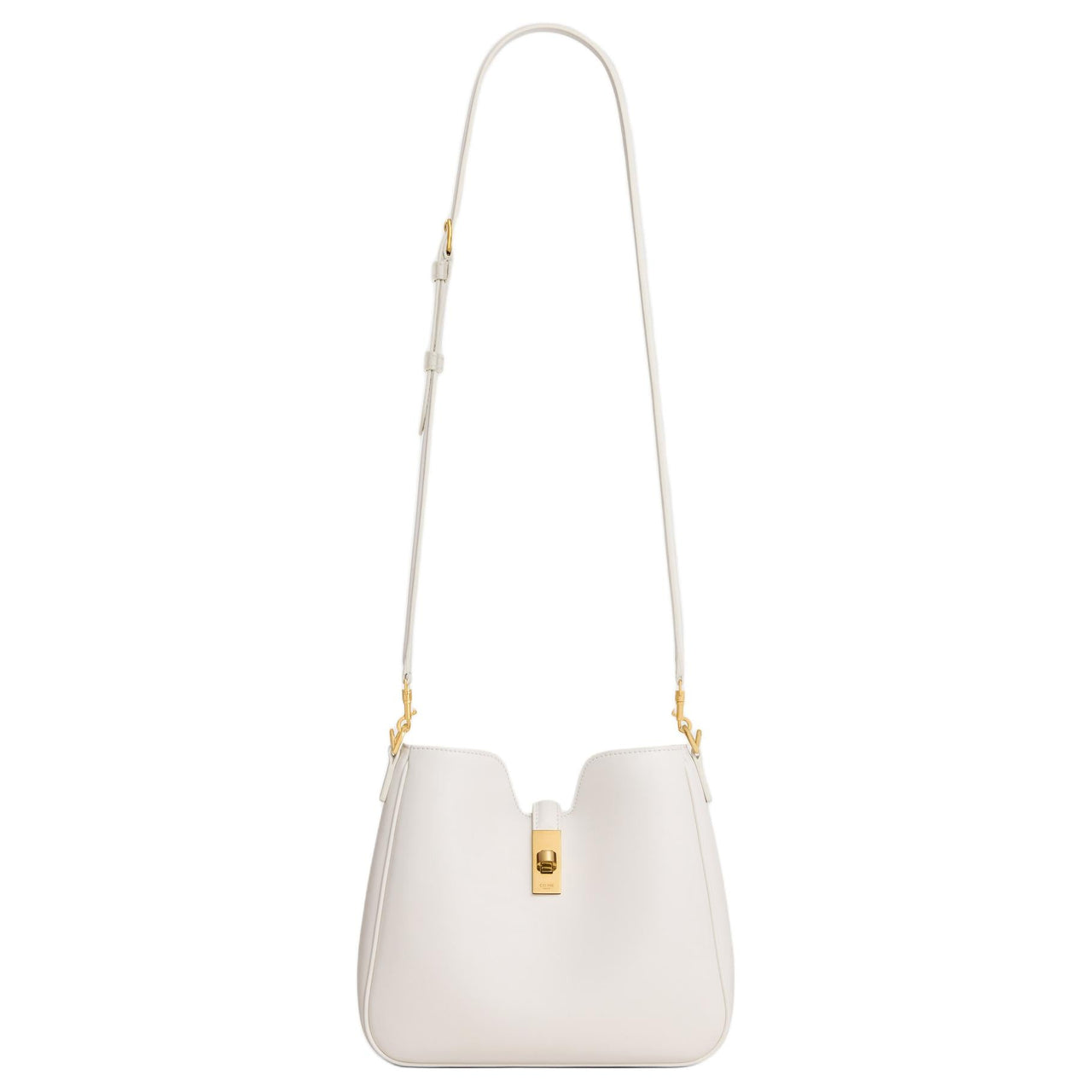CELINE Calfskin Shoulder Bag Small Size Women's White