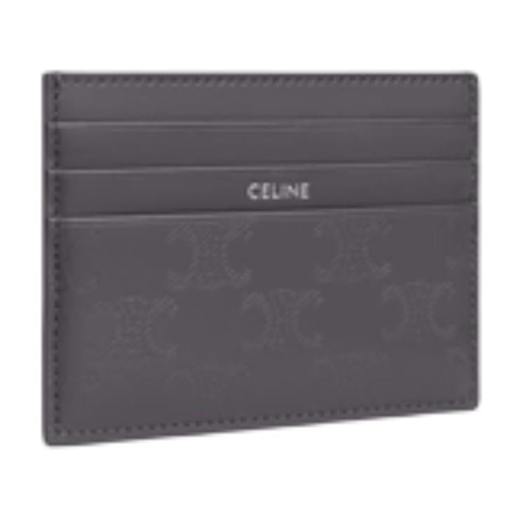 CELINE Calfskin Card Holder Large Size Men's Anthracite