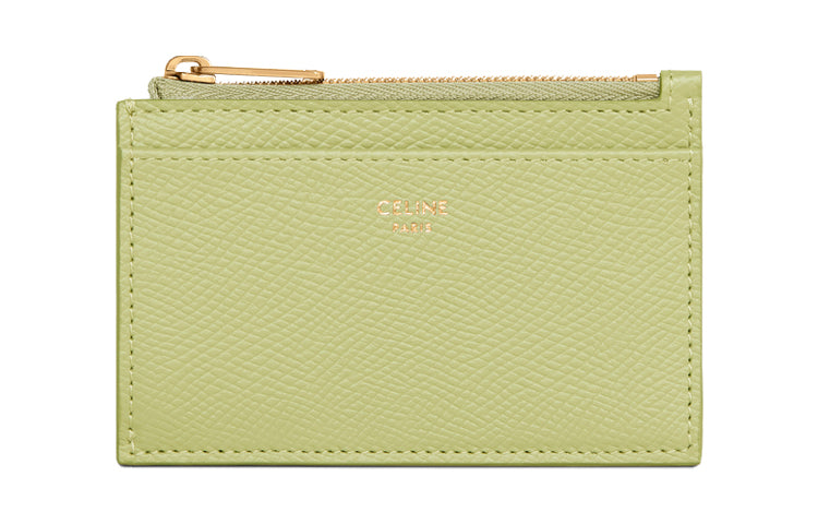CELINE Cow Leather Card Holder Women's Avocado Green