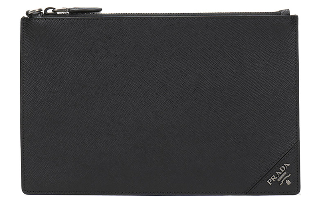 PRADA Cow Leather Clutch Regular Men's Black