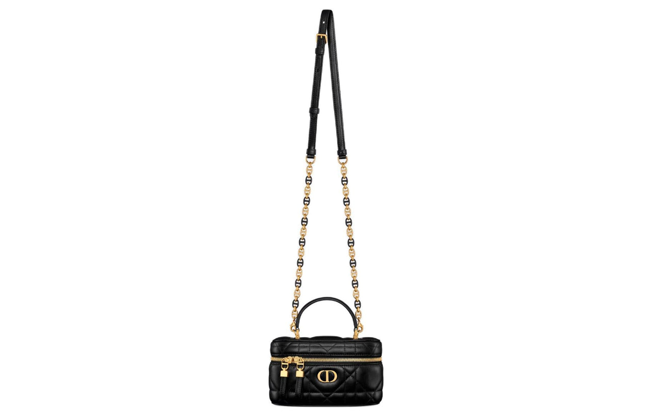 DIOR 30 MontaigneCaro Sheepskin Shoulder Bag, Crossbody Bag, Handbag Mini Unisex Black
