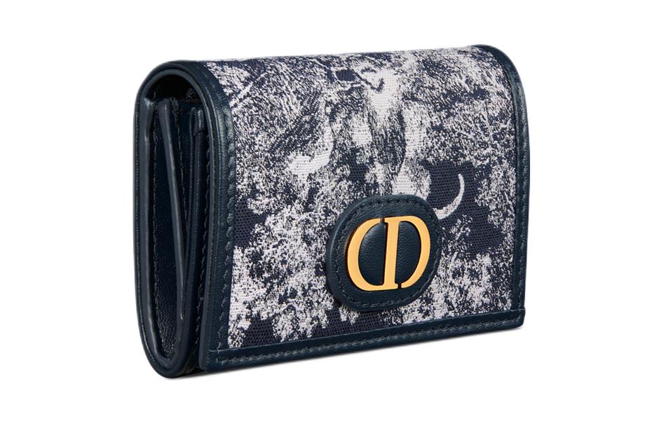 DIOR 30 Montaigne Jacquard Fabric Wallet Women's Black