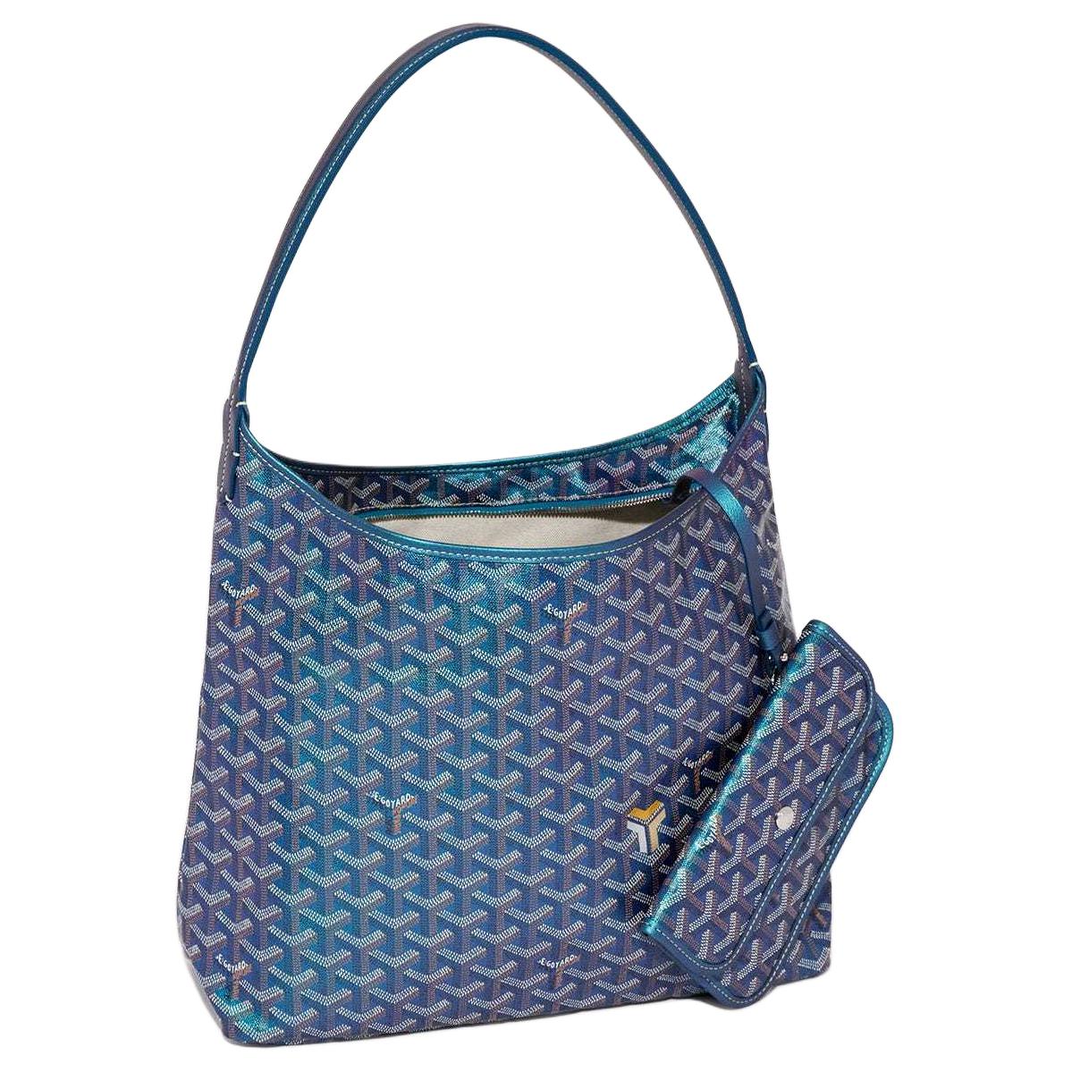 حقيبة يد وكتف من GOYARD Bohème Hobo مصنوعة من القماش وجلد العجل باللون الأزرق اللؤلؤي للنساء