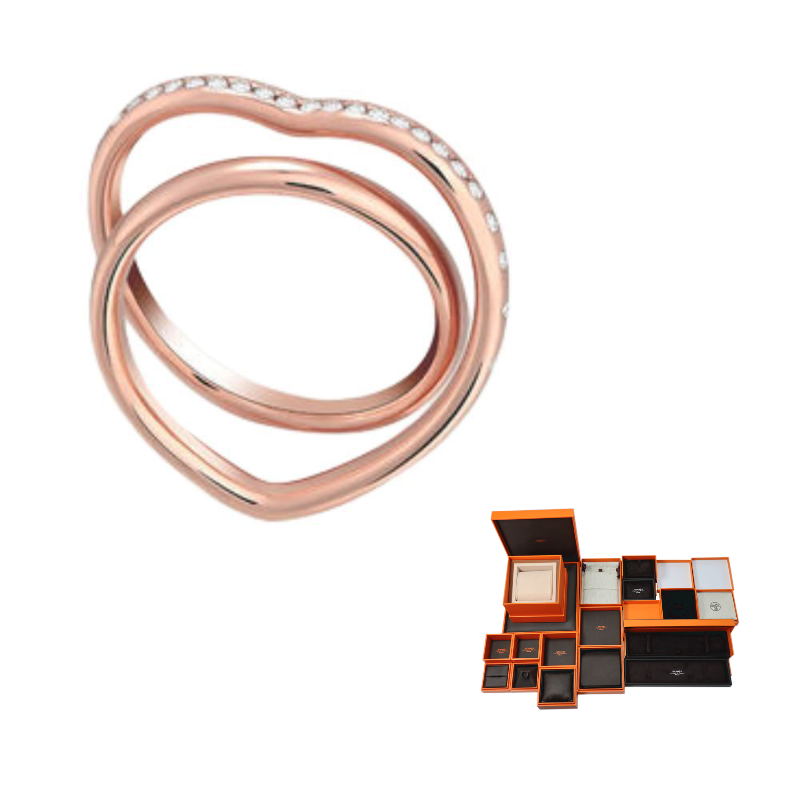 HERMES 18K Rose Gold Diamond Rings Women's Pink Gold
