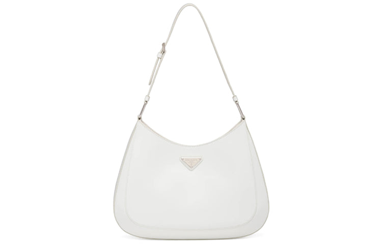 PRADA Cleo Shiny Leather Shoulder Bag Women's White
