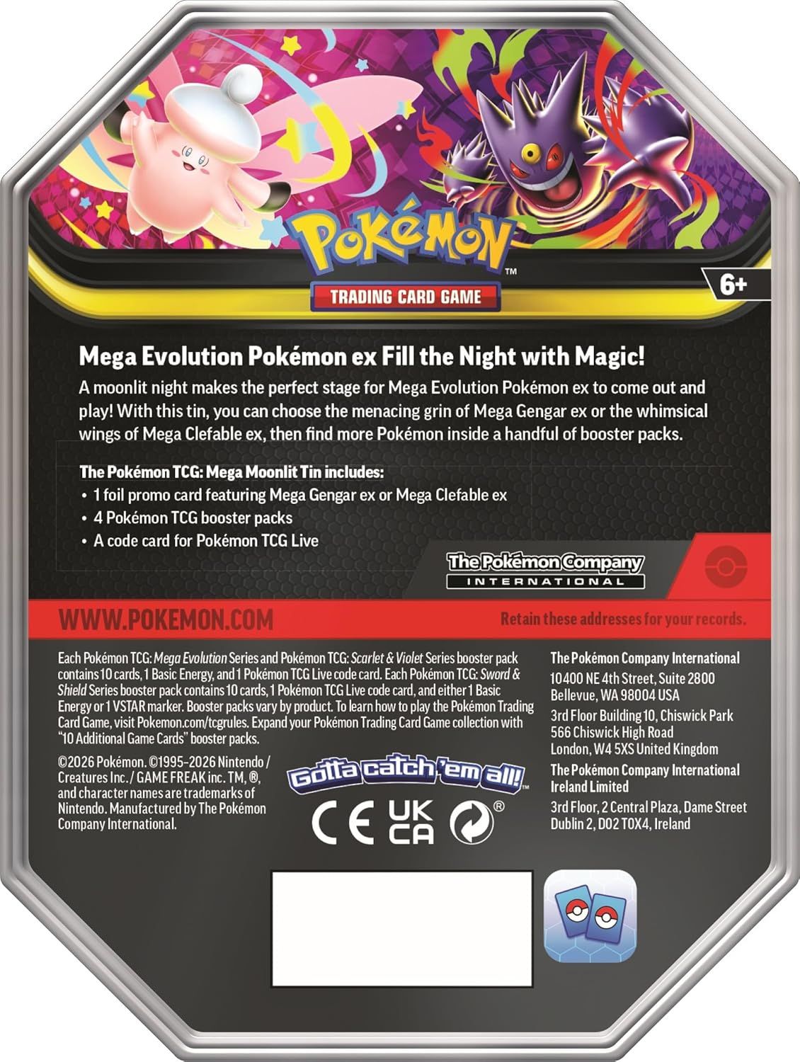 Pokemon Card Eng. Mega Moonlit Tin 'Mega Gengar ex' 196214155886