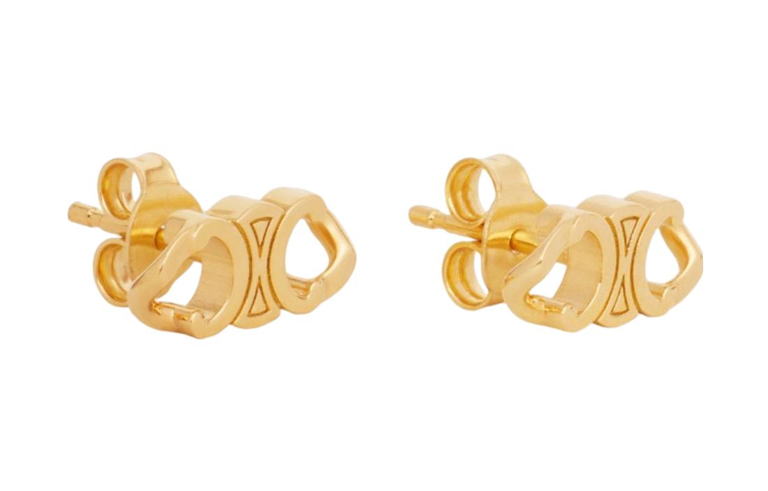 CELINE Triomphe Gourmette Studs In Brass With Gold Finish