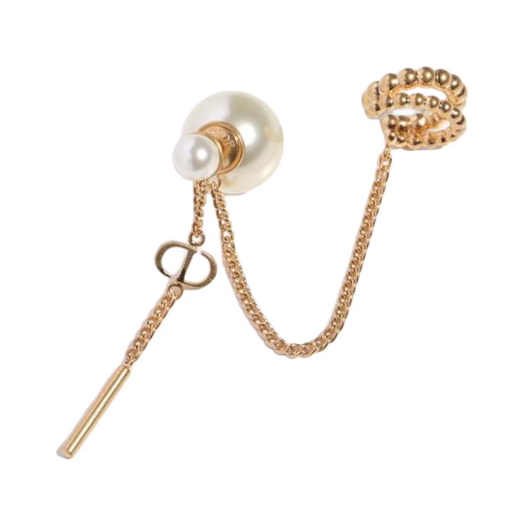 DIOR Pearl Earrings Women's Gold/White