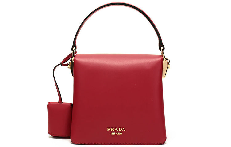 PRADA Cow Leather Handbag, Shoulder Bag, Crossbody Bag Women's Red