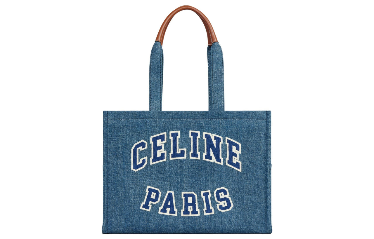 CELINE Denim Tote Bag, Shopping Bag, Shoulder Bag, Handbag Tubas Women's Ocean Blue