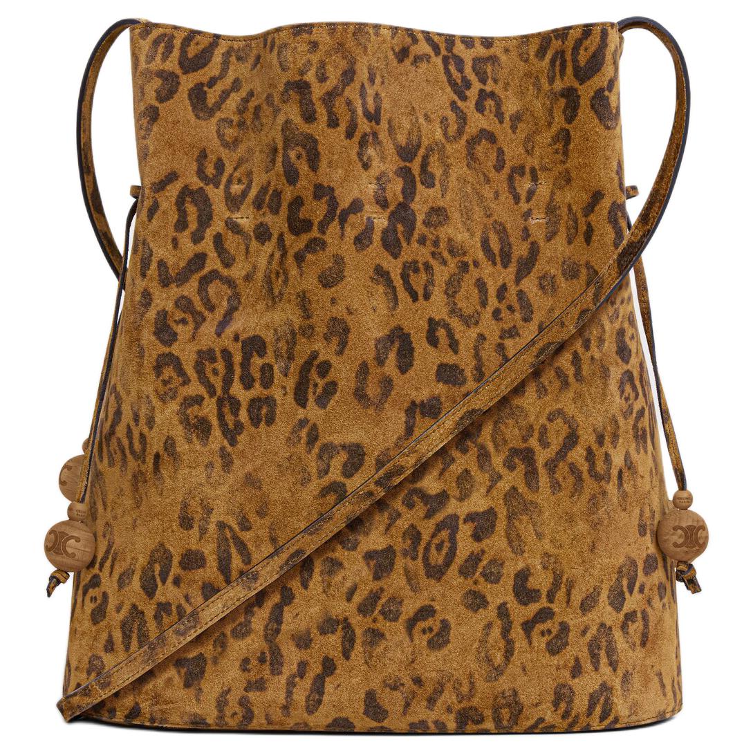 CELINE Calfskin Bucket Bag, Shoulder Bag Medium Size Women's Brown