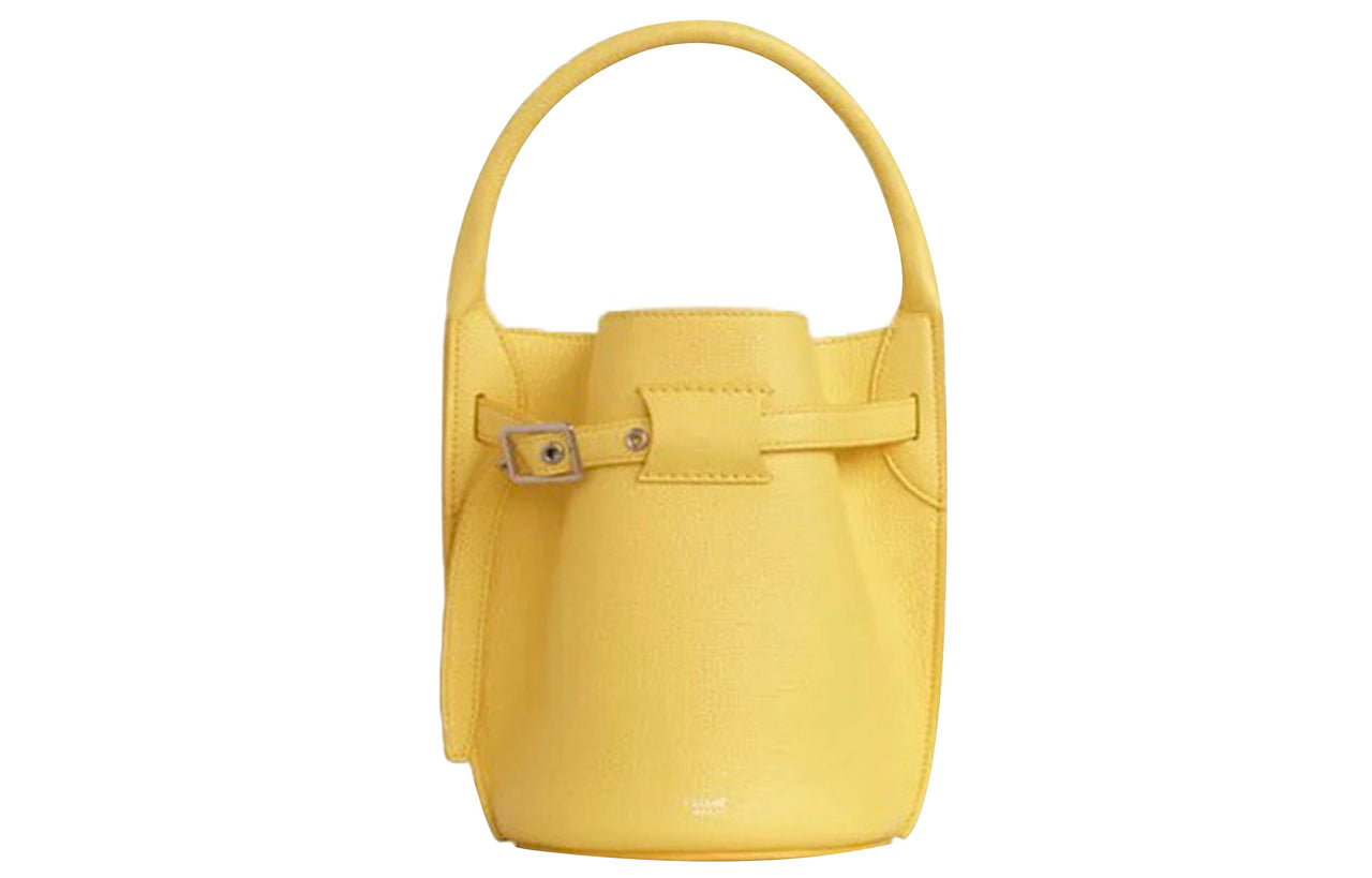 CELINE Cow Leather Handbag Regular Women's Yellow