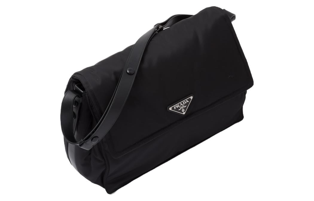 PRADA Cini Re Nylon Recycled Nylon With Leather Messenger Bag, Shoulder Bag, Crossbody Bag Women's Black