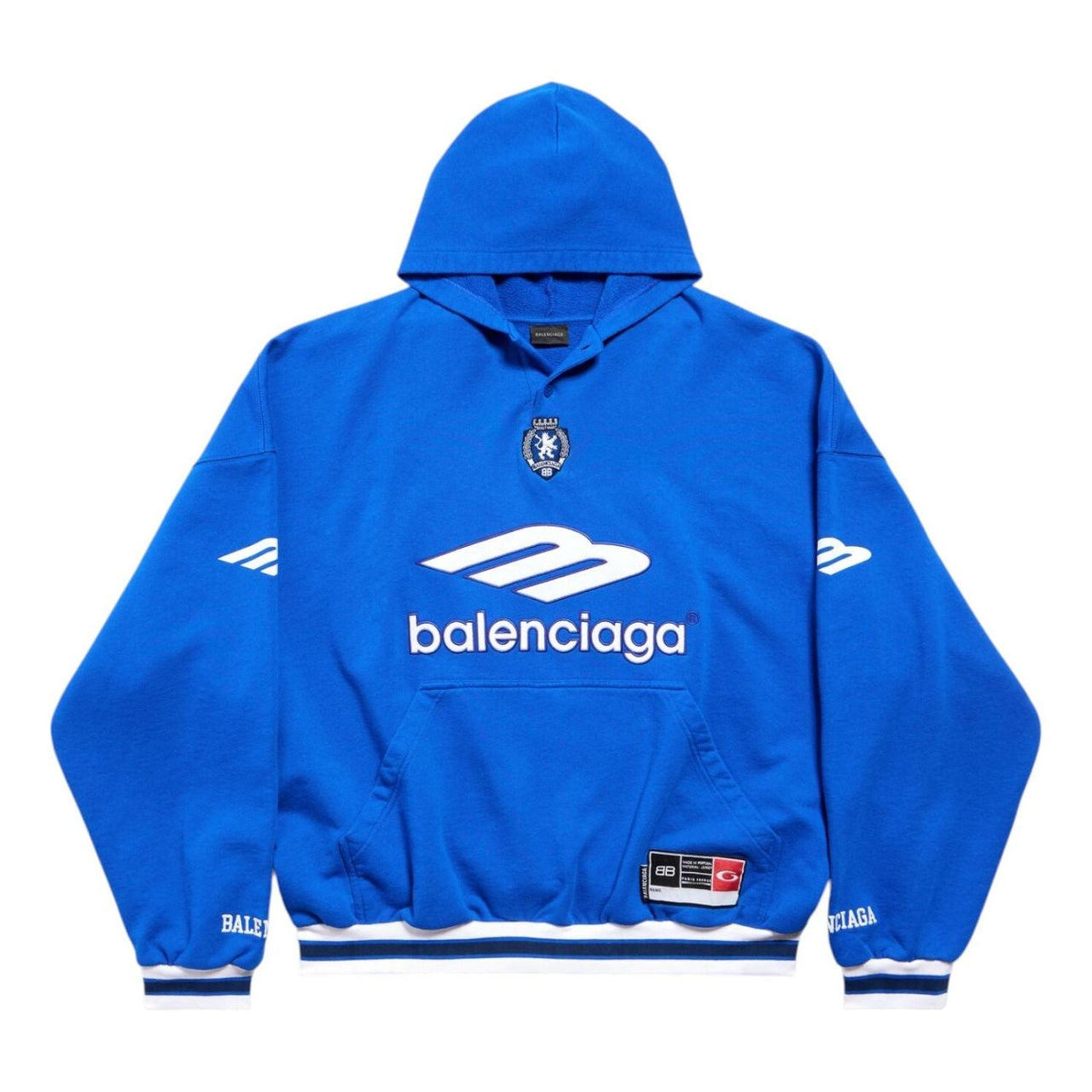 Balenciaga 3B Football Polo Hoodie 'Royal Blue White' 827939TTVQ84701