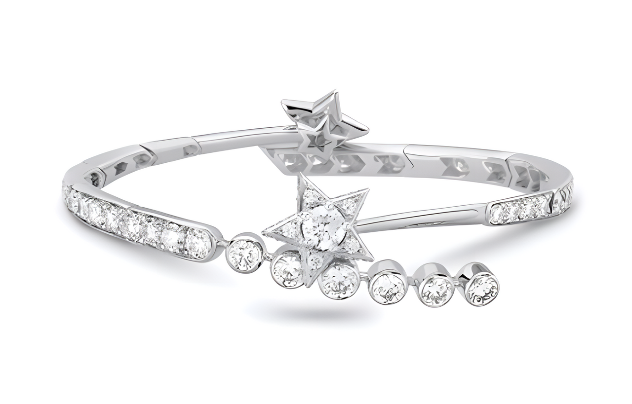 CHANEL 18K White Gold Bracelets Women's Silver