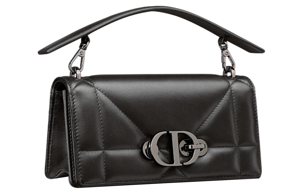 DIOR 30 Montaigne Wicker Pattern Sheepskin Portable One Shoulder Crossbody Clutches Women's Black
