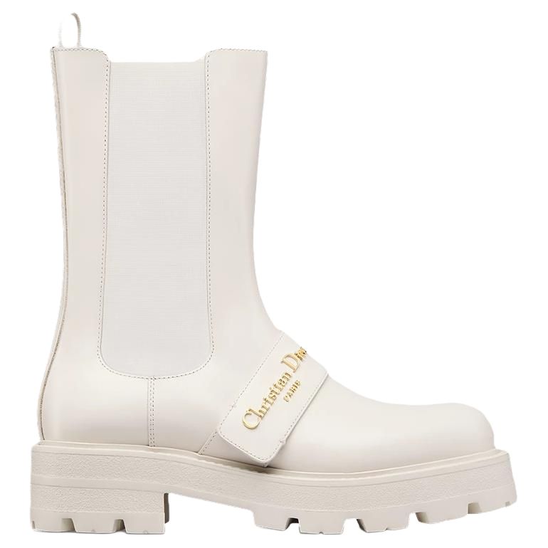 DIOR D-Quest Short Chelsea Boots Women's White
