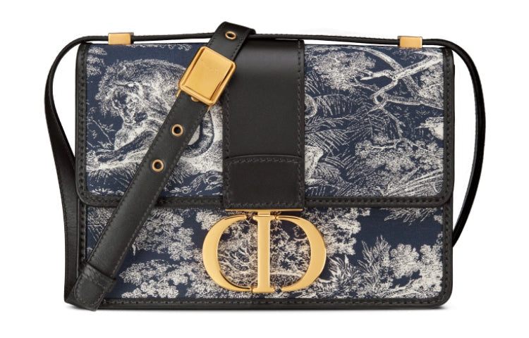 DIOR 30 Montaigne Jacquard Fabric Box Bag Handbag Shoulder Bag Crossbody Bag Women's Blue