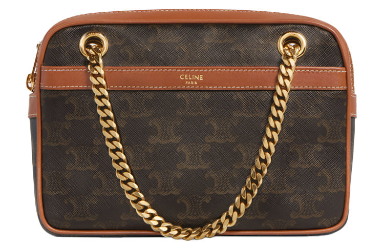 CELINE Cow Leather Portable Crossbody Bag, Shoulder Bag Women's Umber