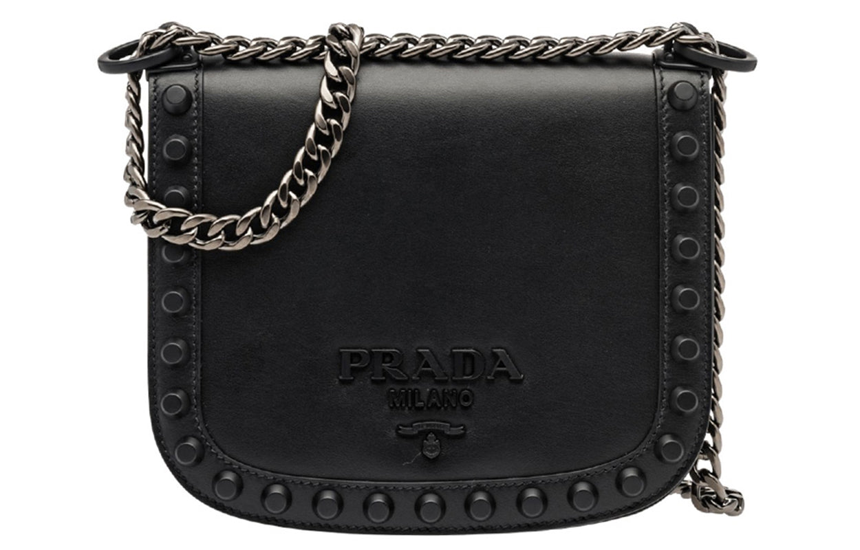 PRADA Calfskin Crossbody Bag Shoulder Bag Women's Black