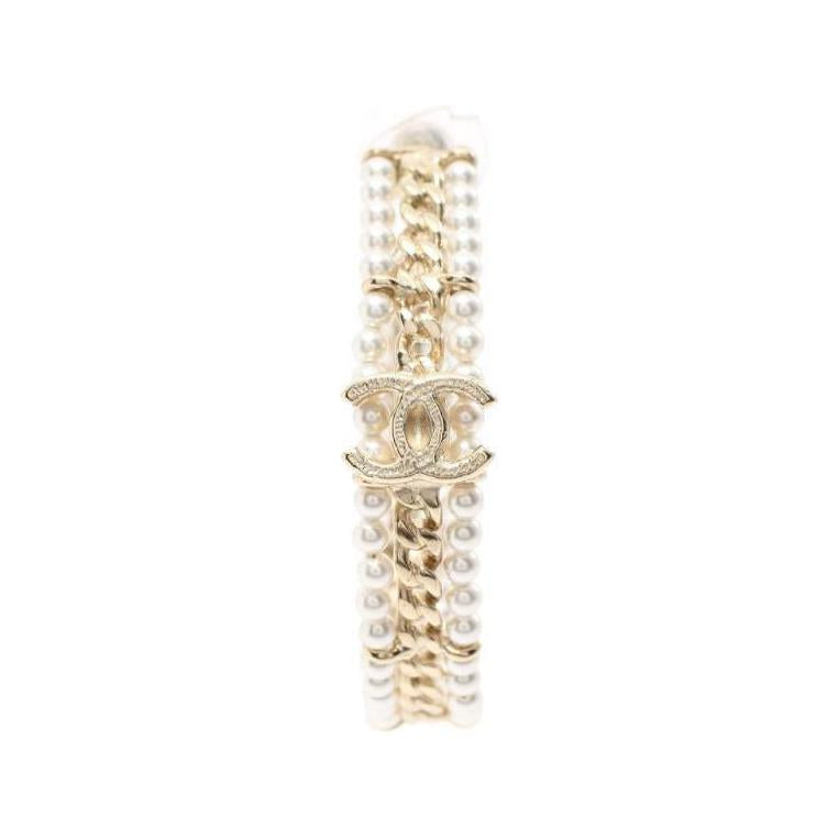 CHANEL 1986 1988 Cc Faux pearl Hoop Earrings