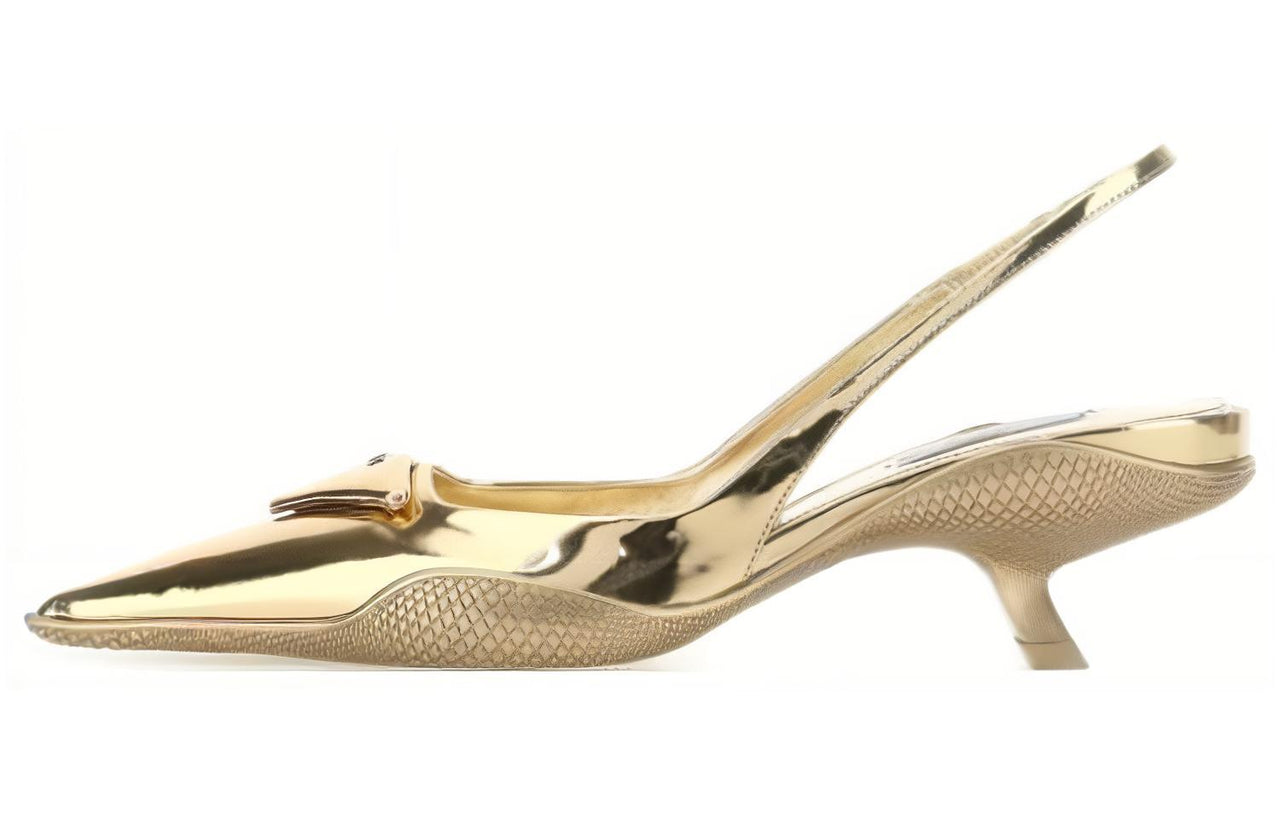 PRADA Cone Heel High Heels Women's Gold