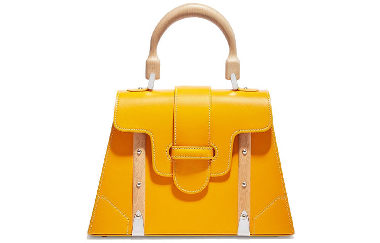 GOYARD Saigon Cross-Grain Calfskin Shoulder Bag Crossbody Bag Handbag Small Size Unisex Yellow