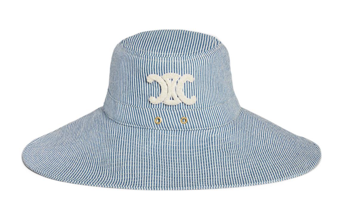 CELINE Cotton Bucket Hats Women's Indigo/White